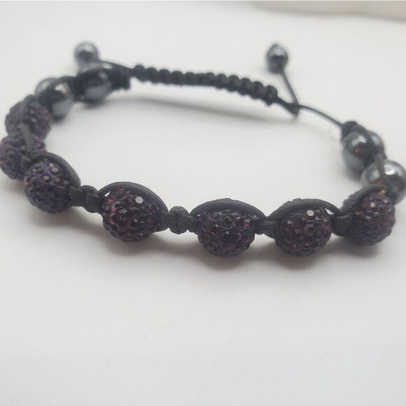 Purple garnet rhinestone ball paracord bracelet - Picture 3 of 3